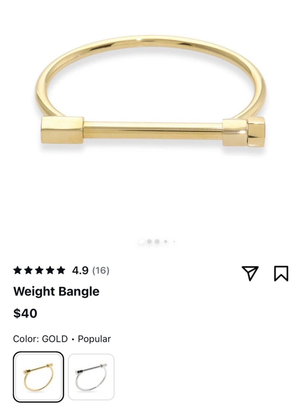 Gold Weight Bangle Bracelet - Minimal Bar Design